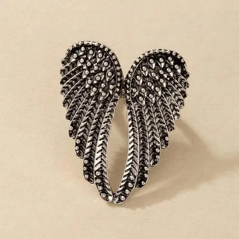 Luxury Unique Antique Angel Wing Stainless Steel Beast Ring For Women And Girls - Trendy Jewelry For Women's Gifts