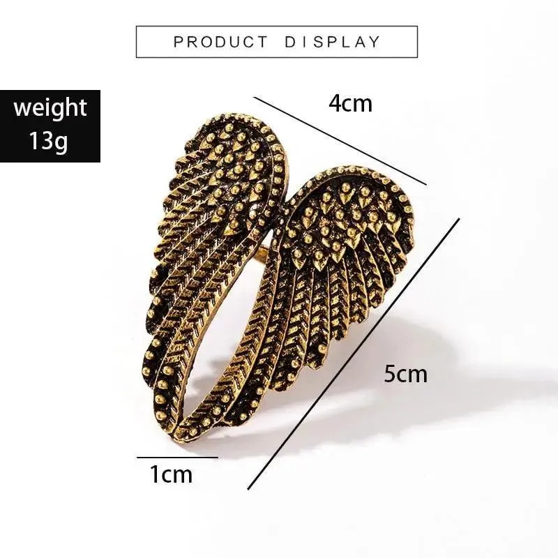Luxury Unique Antique Angel Wing Stainless Steel Beast Ring For Women And Girls - Trendy Jewelry For Women's Gifts