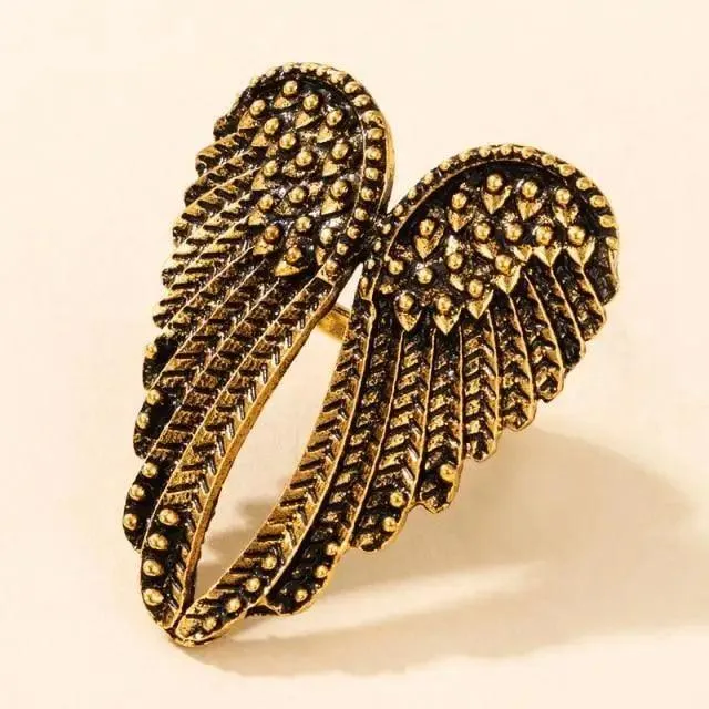 Luxury Unique Antique Angel Wing Stainless Steel Beast Ring For Women And Girls - Trendy Jewelry For Women's Gifts