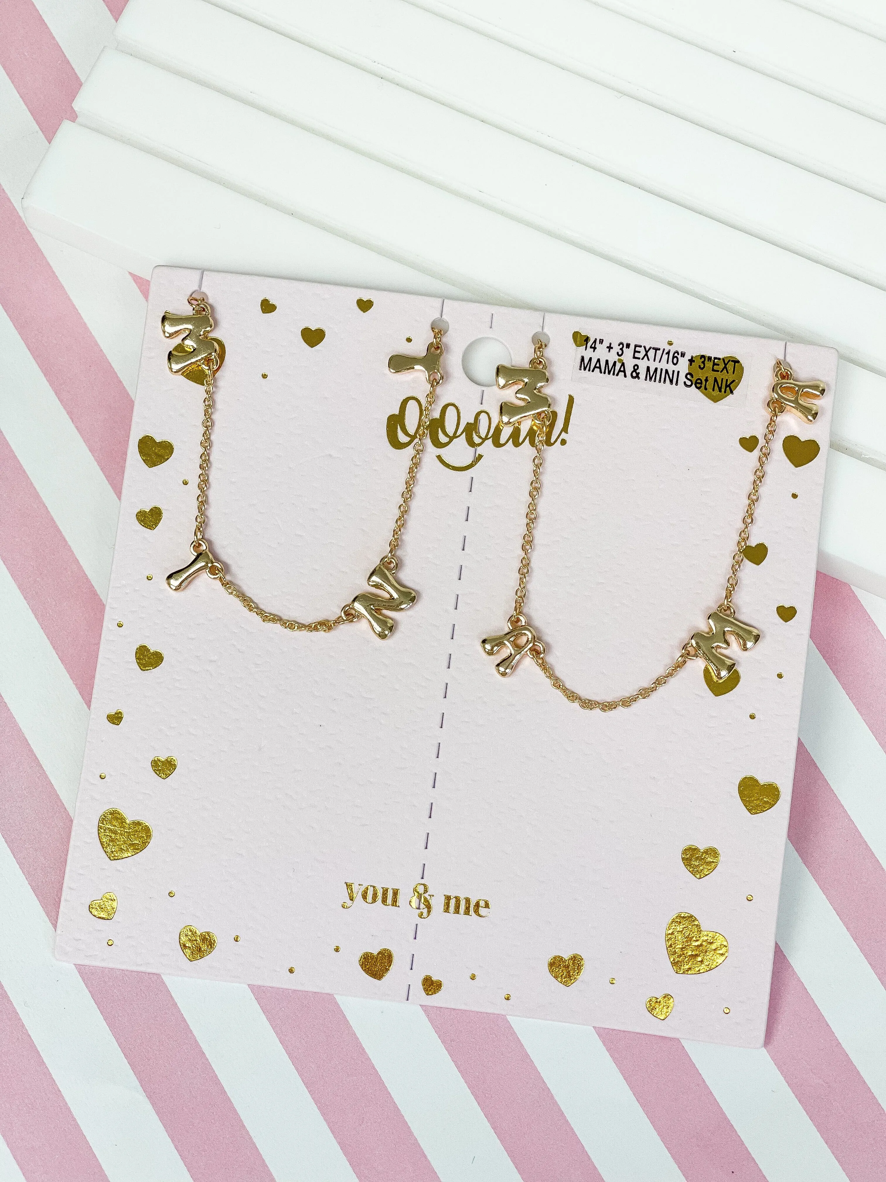 Mama & Mini Station Necklace Set - Gold