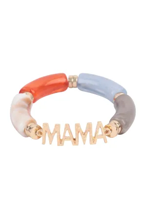 MAMA TUBULAR BEADS RESIN STRETCH BRACELET