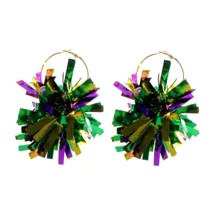 Mardi Gras Tinsel Earrings 4.5"