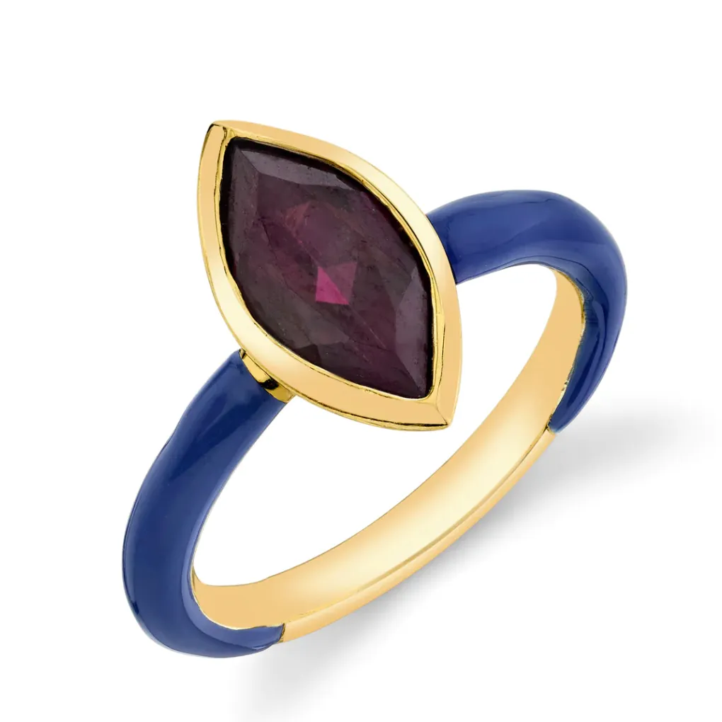 Marquis Cut Gemstone Enamel Ring