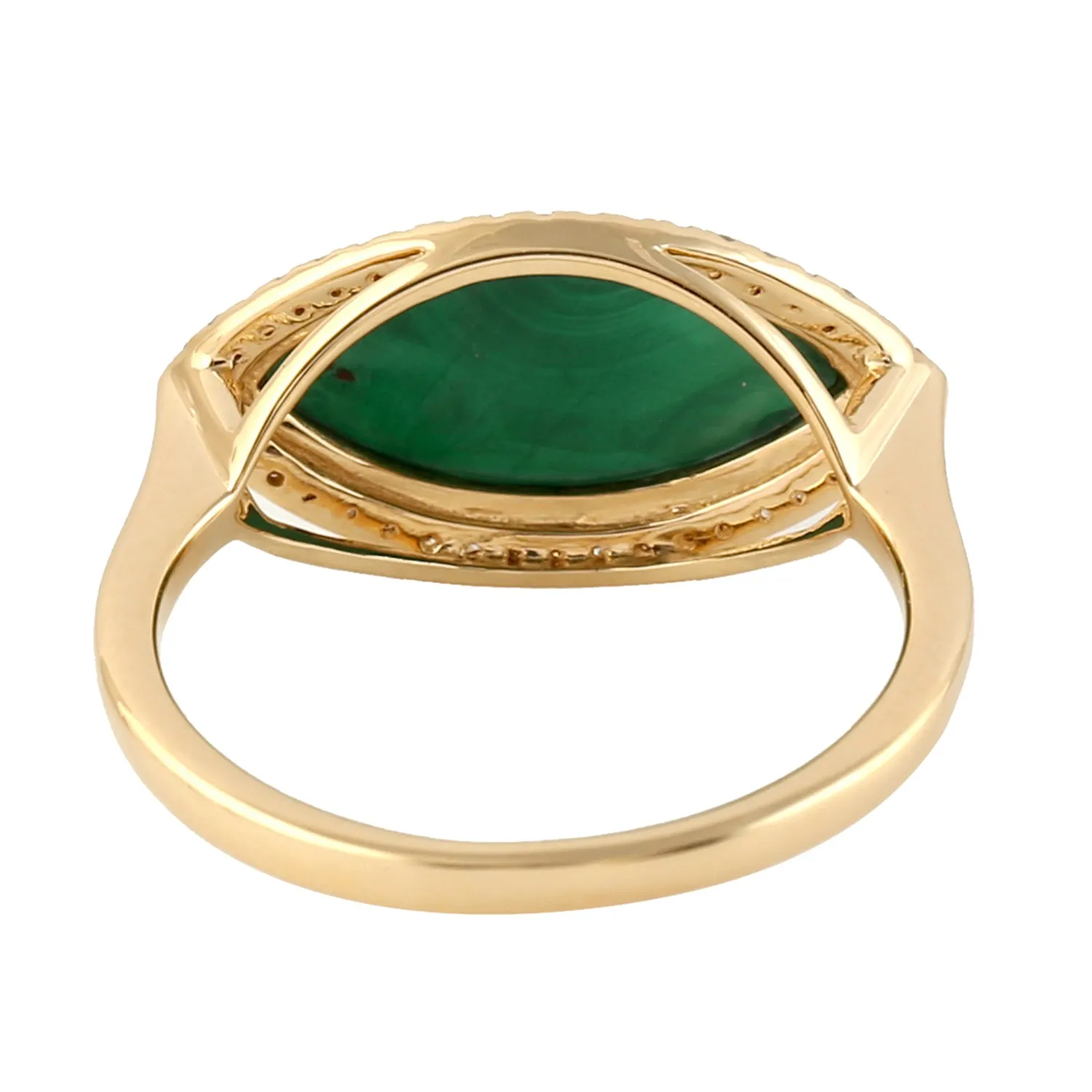 Marquise Cut Malachite Pave Diamond Designer Ring Jewelry In 18k Yellow Gold