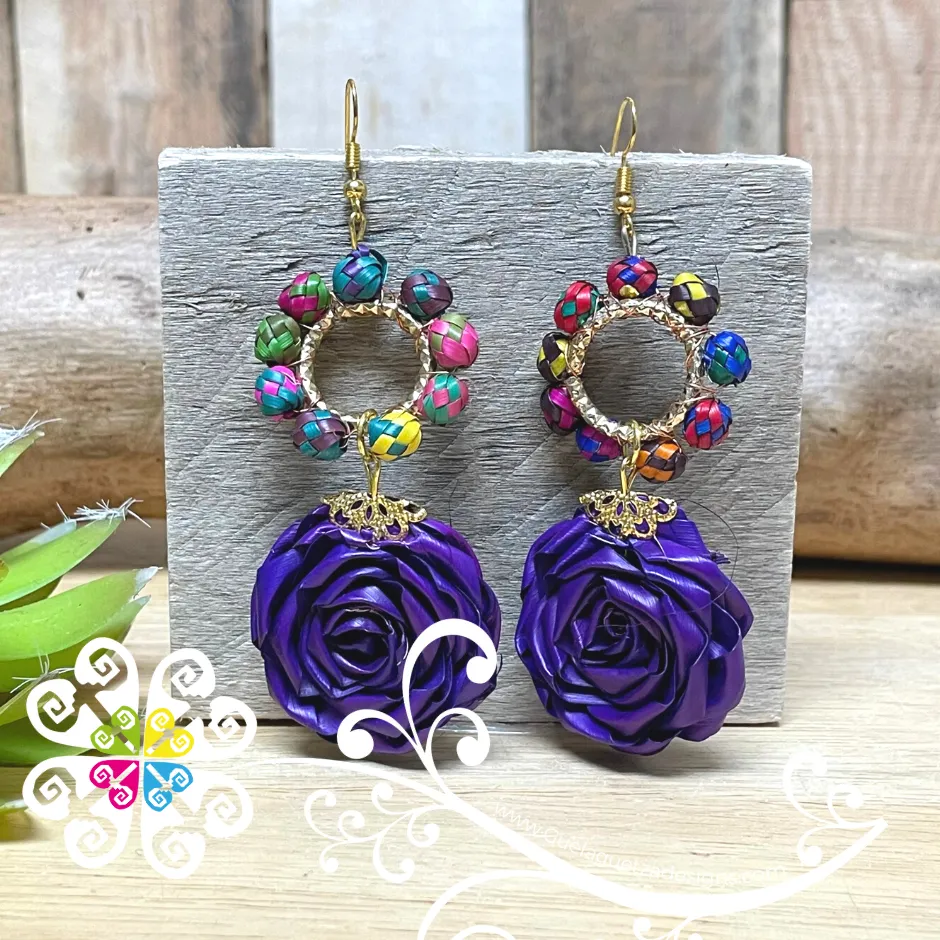 Medallion Rose - Palm Earrings