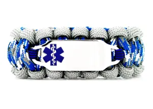 Medical Alert Bracelet – 550 Paracord Bracelet Featuring a Stainless Steel ID Tag with Blue Medical Symbol