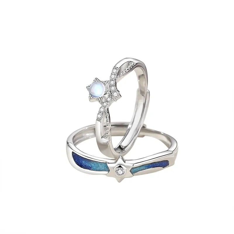 Meeting Starlight Moonstone Matching Rings