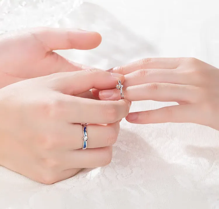 Meeting Starlight Moonstone Matching Rings