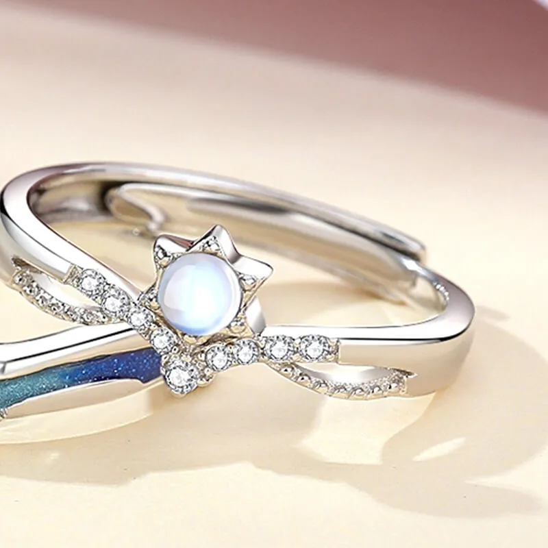 Meeting Starlight Moonstone Matching Rings
