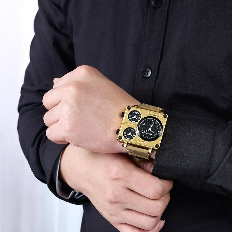MEGIR Brand Men Sports Quartz Watches with Multiple Time Zone Watch Men Military Big Dial Waterproof Wristwatch Erkek Kol Saati