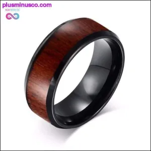 Men Black Tungsten Carbide Men Walnut Wood Inlay 8MM Beveled