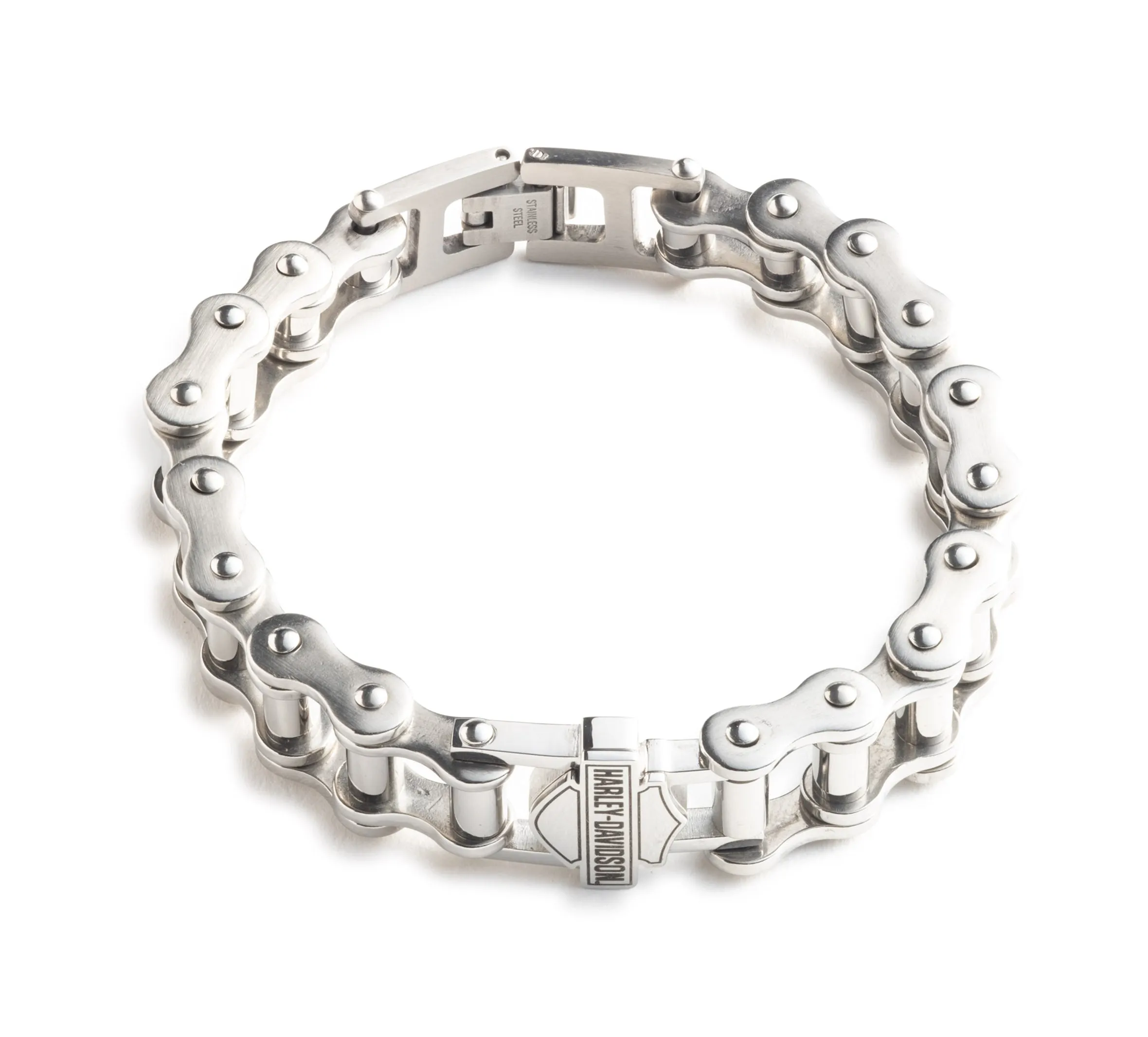 Men's 9" Bar and Shield Bike Chain Bracelet - Silver