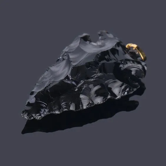 Men's Arrowhead Necklace Black Obsidian On Gold Chain Raw Natural Gem Stone No Two Are Alike Southwestern Western Native American Indian Jewelry