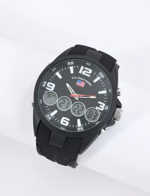 MEN'S BLACK STRAP ANA DIGI SPORTS WATCH