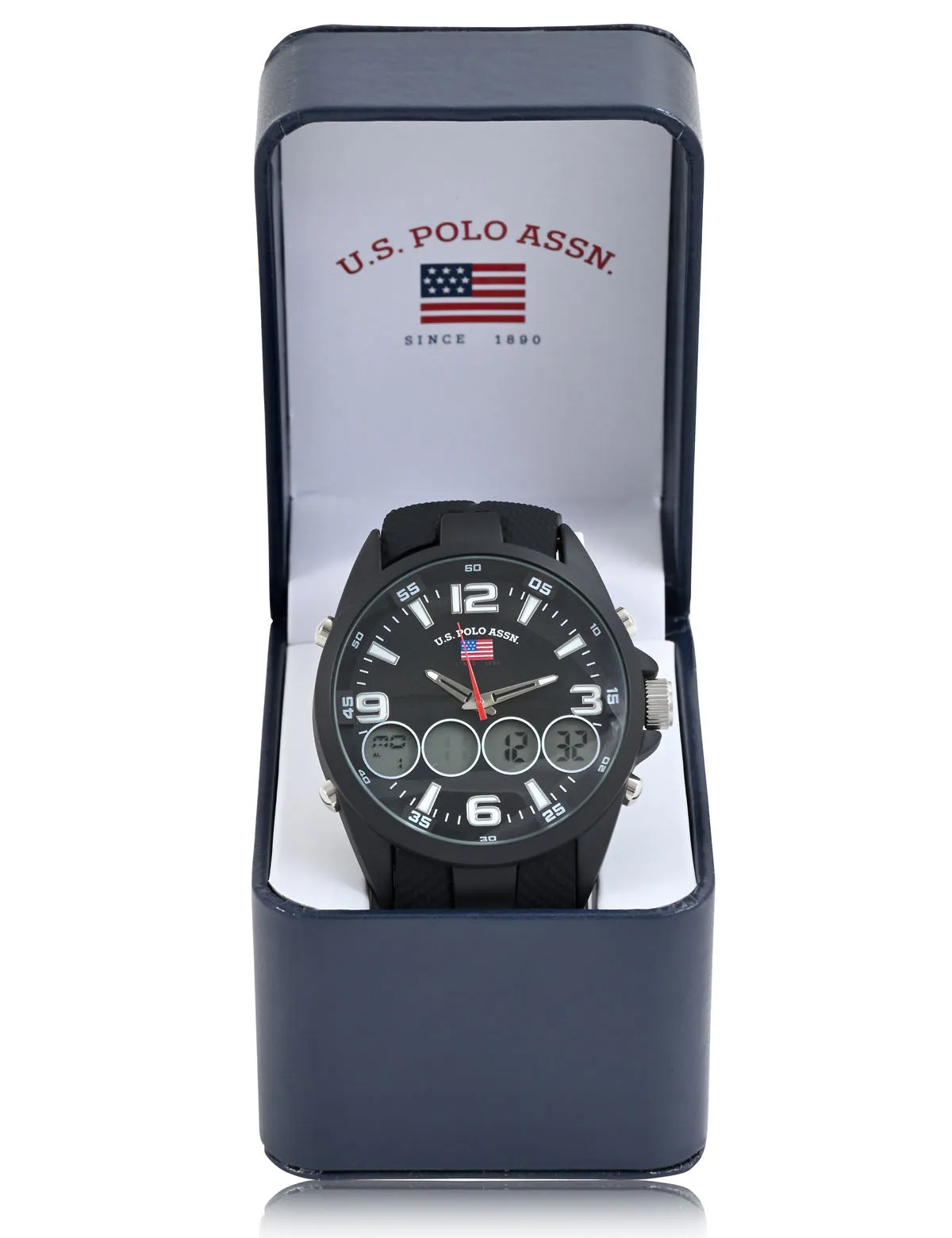 MEN'S BLACK STRAP ANA DIGI SPORTS WATCH