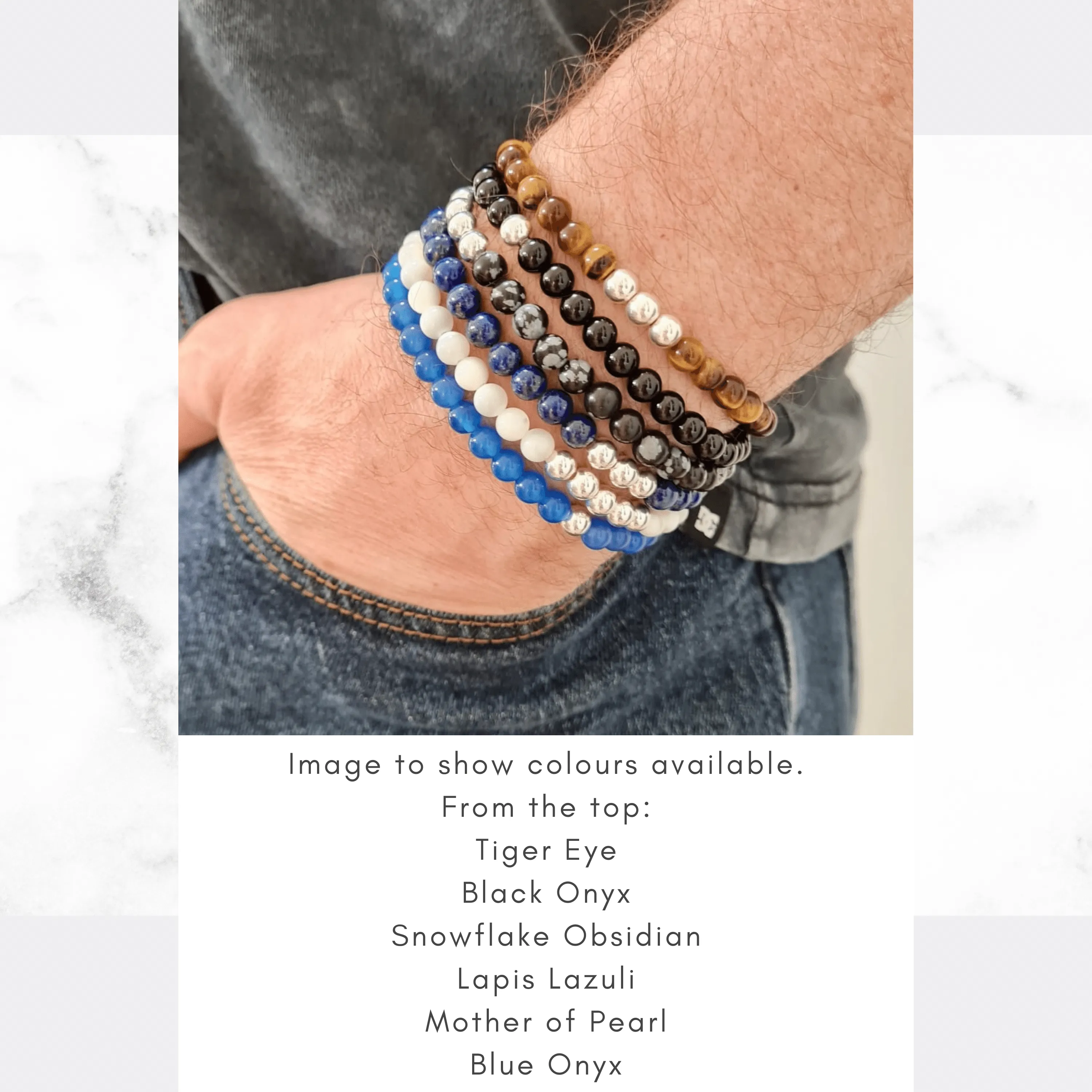 Mens Blue Onyx Gemstone Bracelet