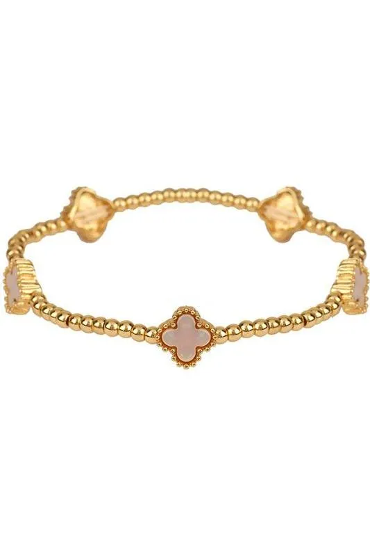 Metal Flower Station Stretch Bracelet