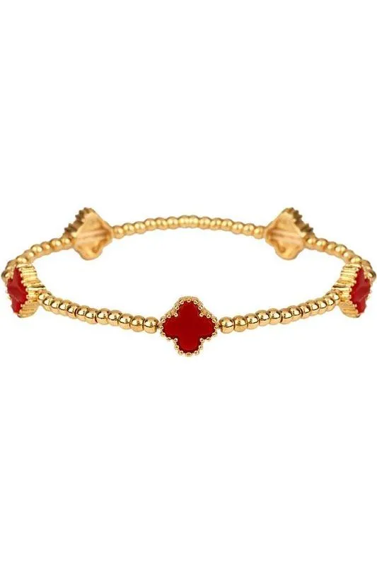Metal Flower Station Stretch Bracelet