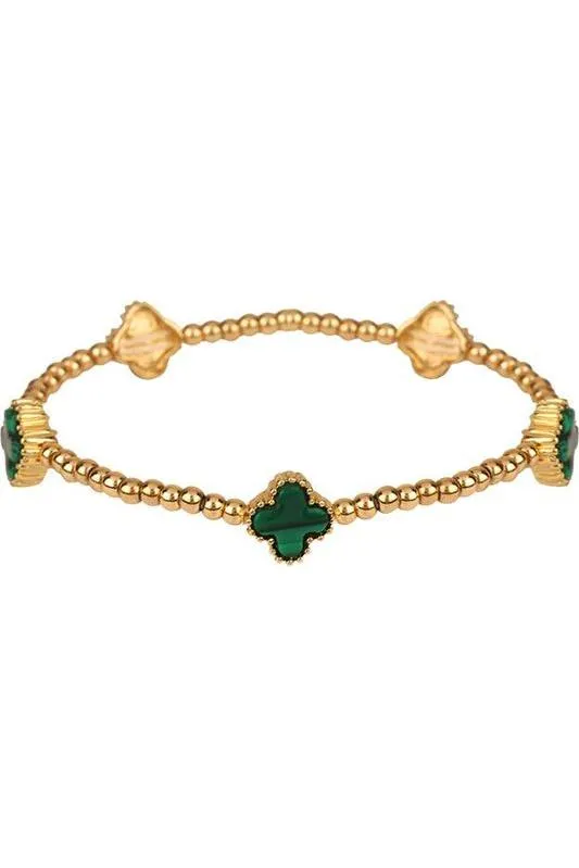 Metal Flower Station Stretch Bracelet