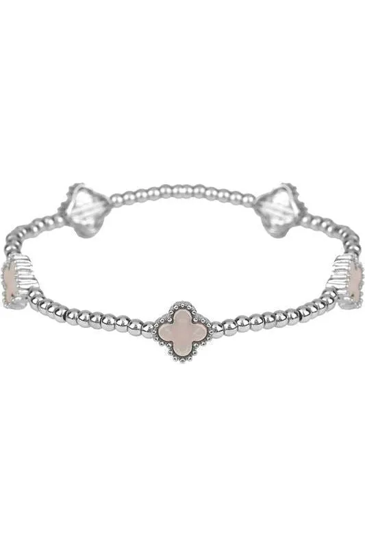 Metal Flower Station Stretch Bracelet