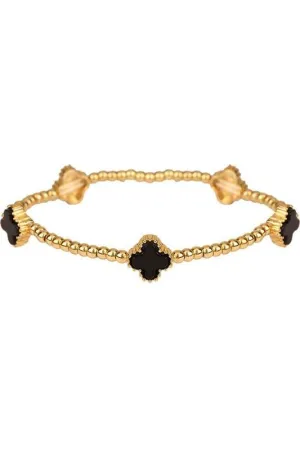 Metal Flower Station Stretch Bracelet