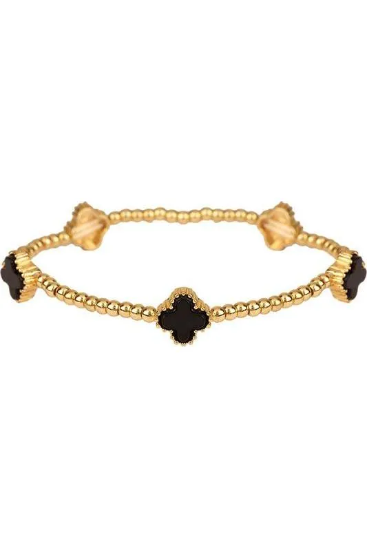 Metal Flower Station Stretch Bracelet