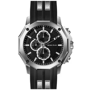 Michael Fellini Black Silicone Strap Black Dial Chronograph Quartz Watch for Gents - MF-2346-02
