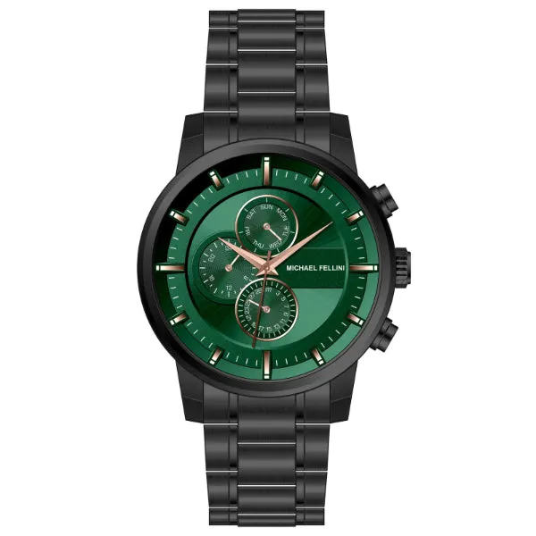 Michael Fellini Black Stainless Steel Blue Dial Chronograph Quartz Watch for Gents - MF-234305