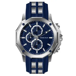 Michael Fellini Blue Silicone Strap Blue Dial Chronograph Quartz Watch for Gents - MF-2346-01