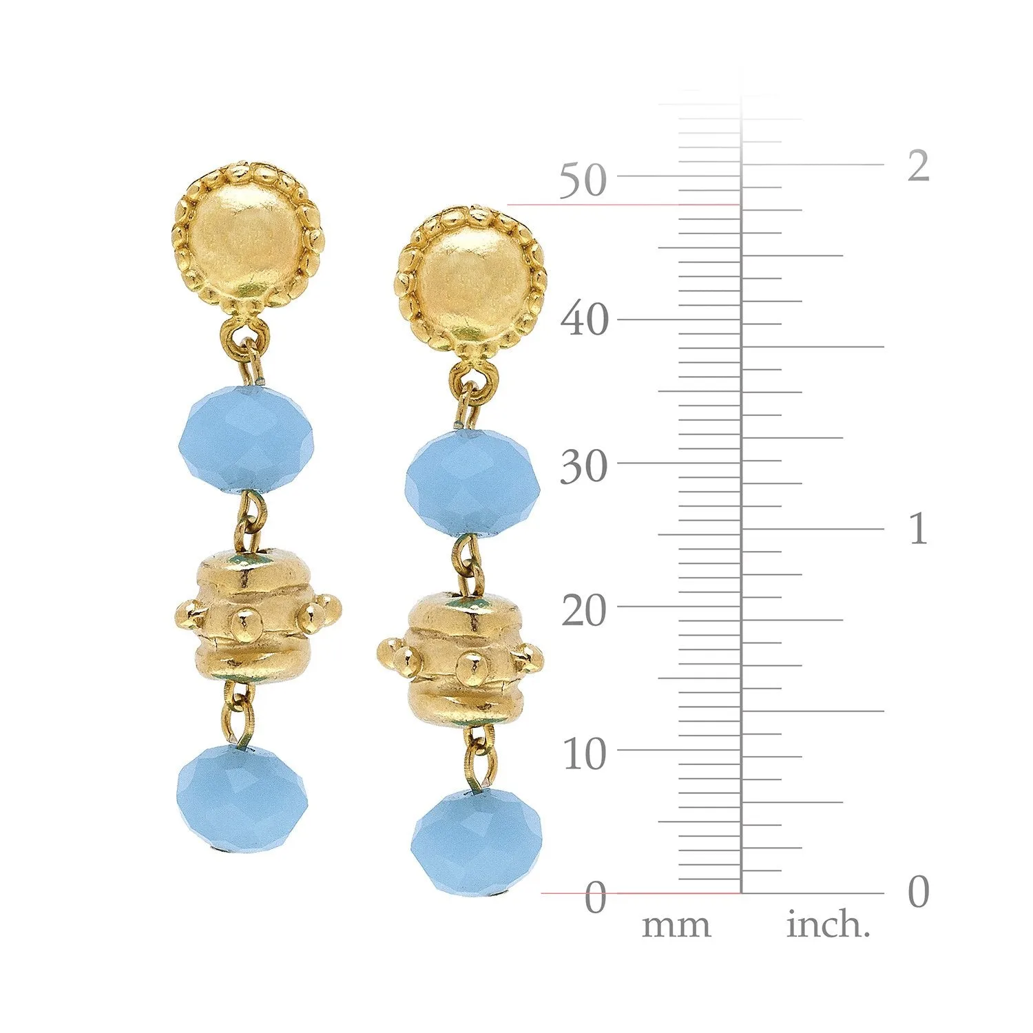 Milly Tier Earrings - Aqua