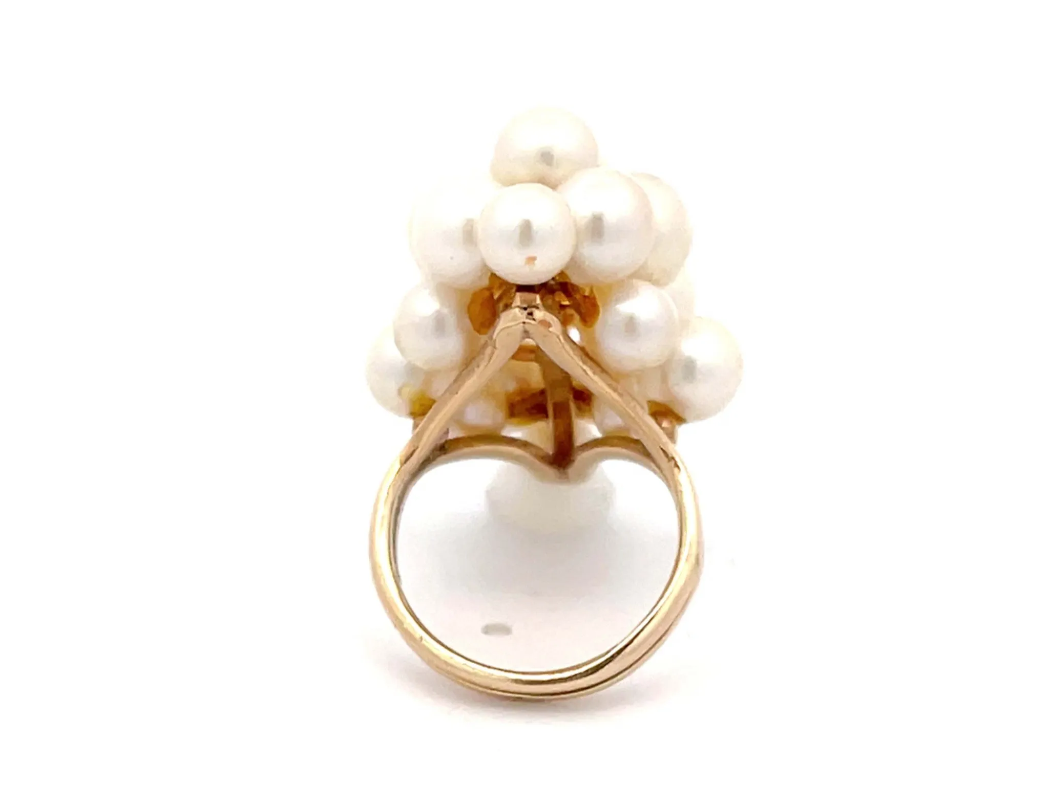 Ming's Hawaii Large Akoya Pearl Cluster Ring 14k Yellow Gold