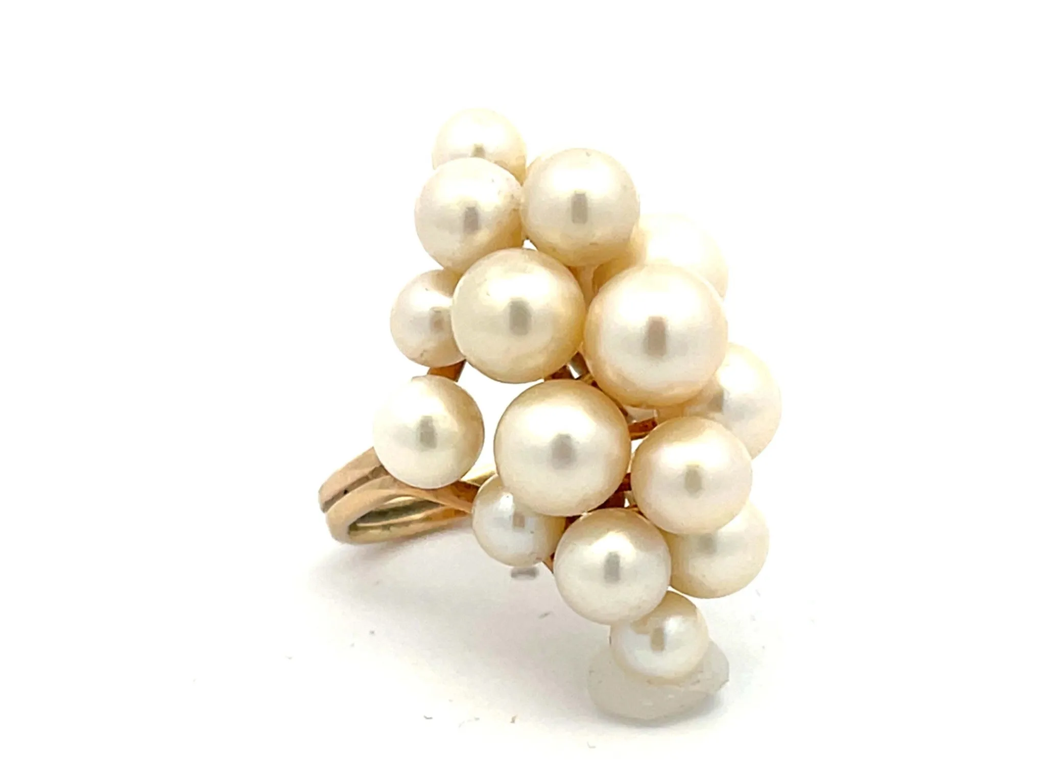 Ming's Hawaii Large Akoya Pearl Cluster Ring 14k Yellow Gold
