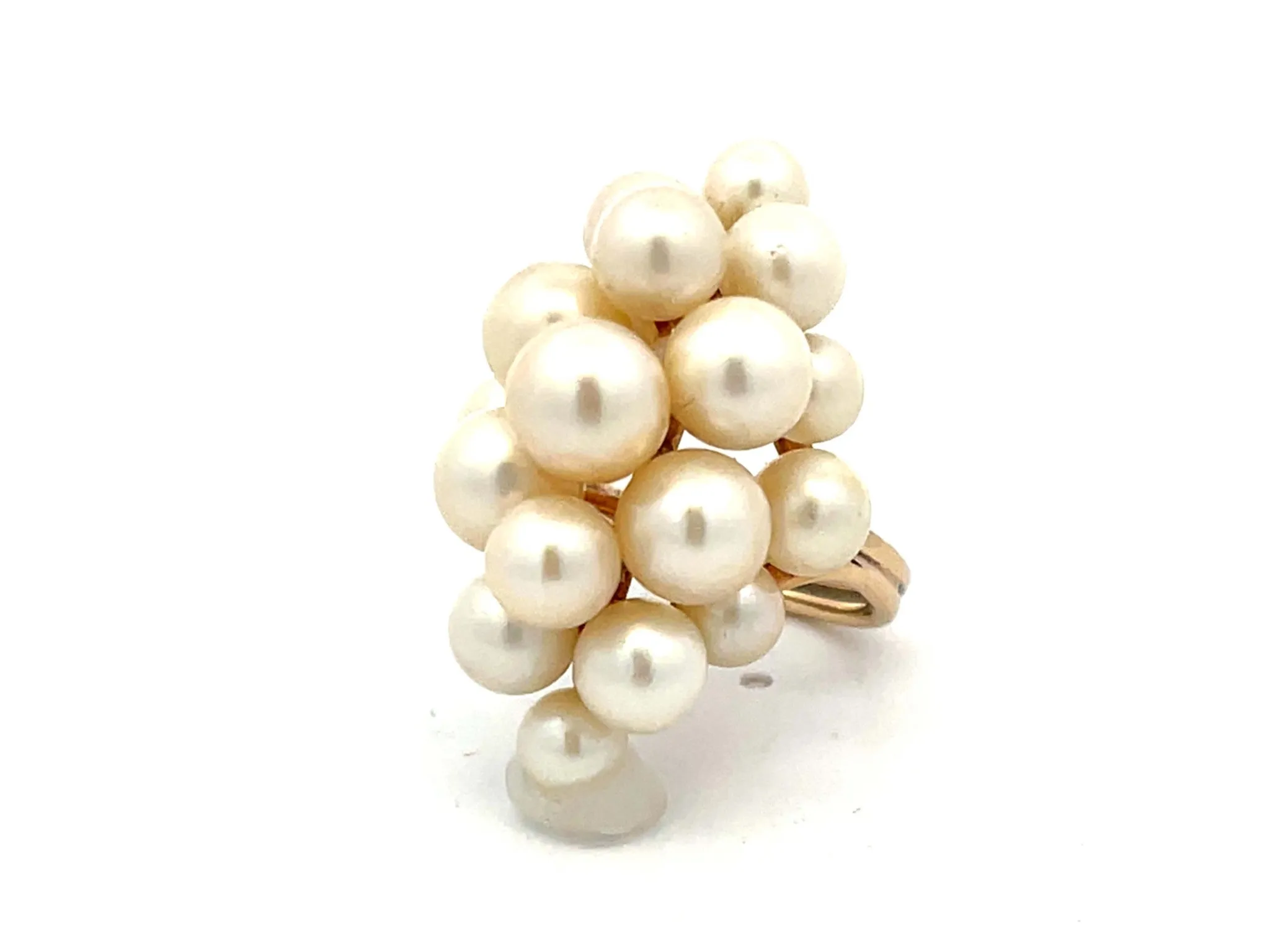 Ming's Hawaii Large Akoya Pearl Cluster Ring 14k Yellow Gold