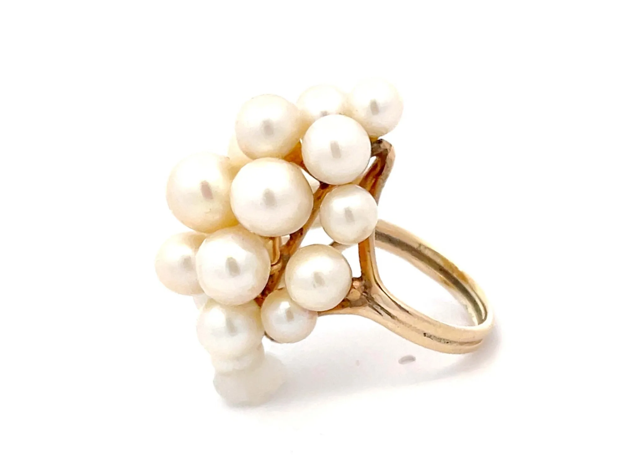 Ming's Hawaii Large Akoya Pearl Cluster Ring 14k Yellow Gold