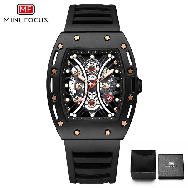 MINI FOCUS Cone Fashion Quartz Watches Boxed Men Watches Luxury Business Design Quartz Sports Silicone Waterproof Watch