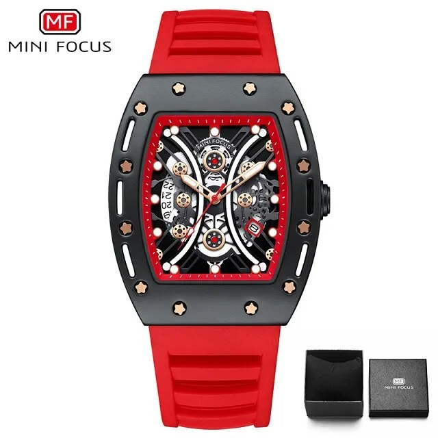 MINI FOCUS Cone Fashion Quartz Watches Boxed Men Watches Luxury Business Design Quartz Sports Silicone Waterproof Watch