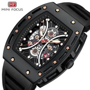MINI FOCUS Cone Fashion Quartz Watches Boxed Men Watches Luxury Business Design Quartz Sports Silicone Waterproof Watch