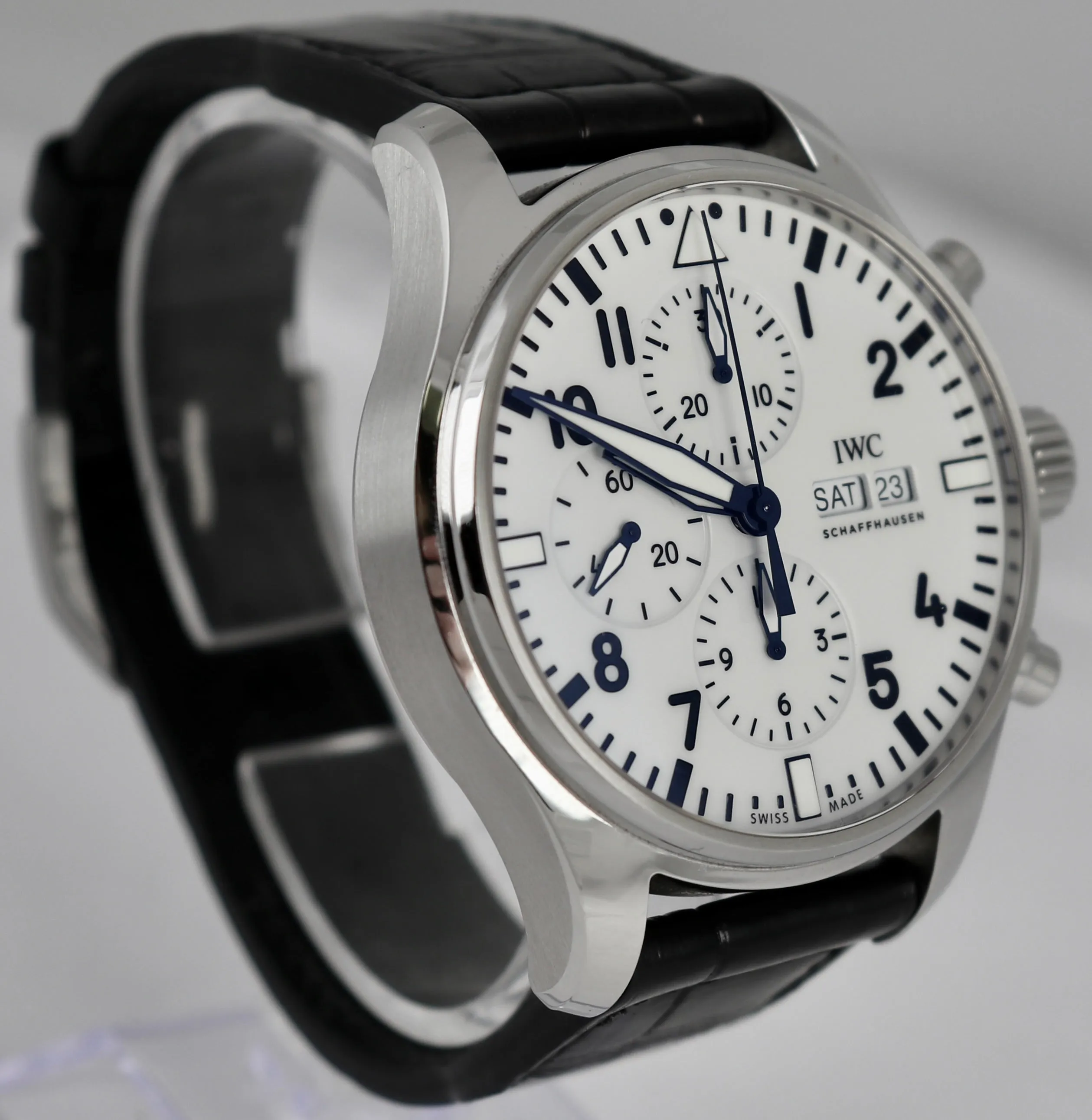 MINT 2018 IWC Pilot's Watch Chronograph White 150 Years 43mm Watch IW377725 B P