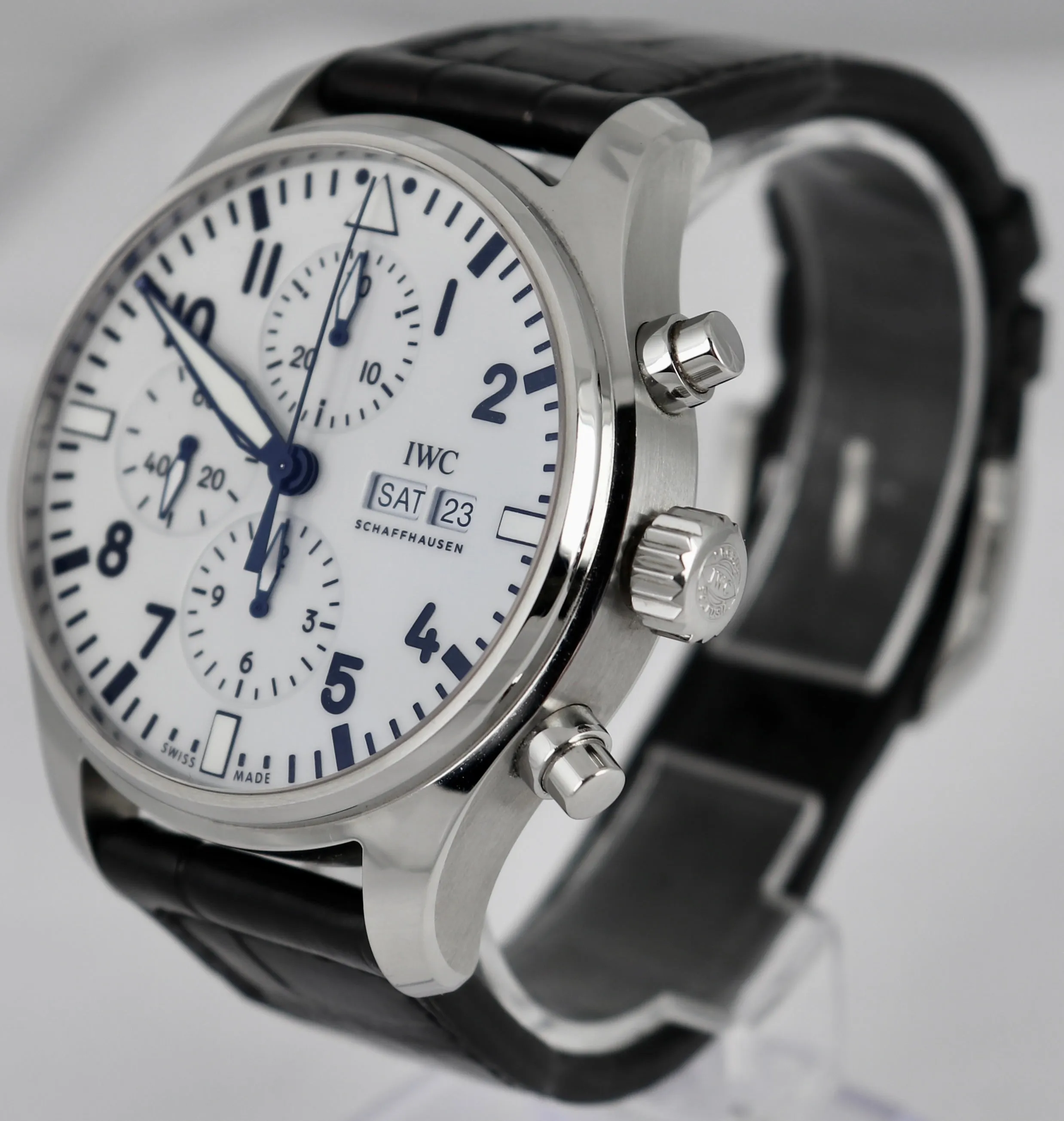 MINT 2018 IWC Pilot's Watch Chronograph White 150 Years 43mm Watch IW377725 B P