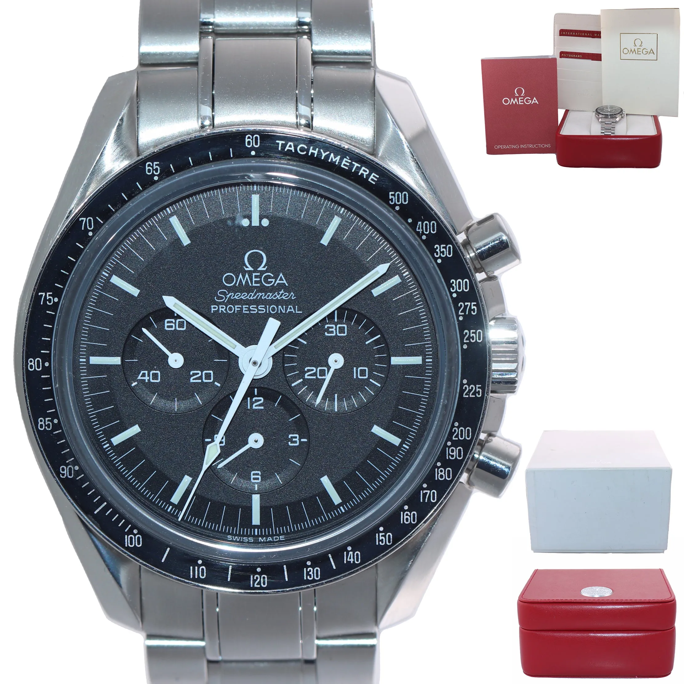 MINT PAPERS Omega Speedmaster Steel Chronograph Moon Sapphire Watch 3573.50.00