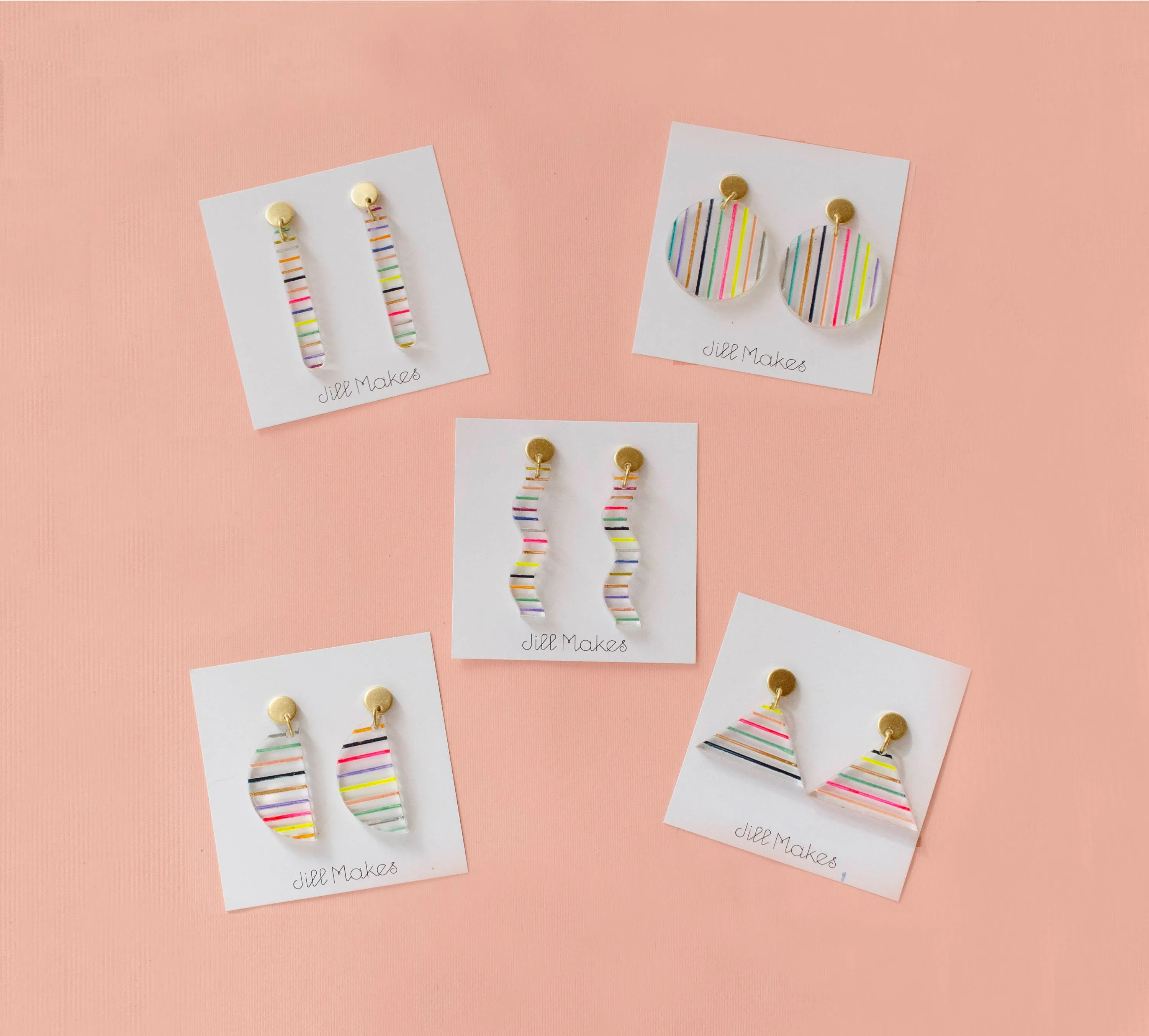 Modern  acrylic stripe statement earrings, gift for her, clear earrings, colorful earrings, geometric earrings, lucite earrings,