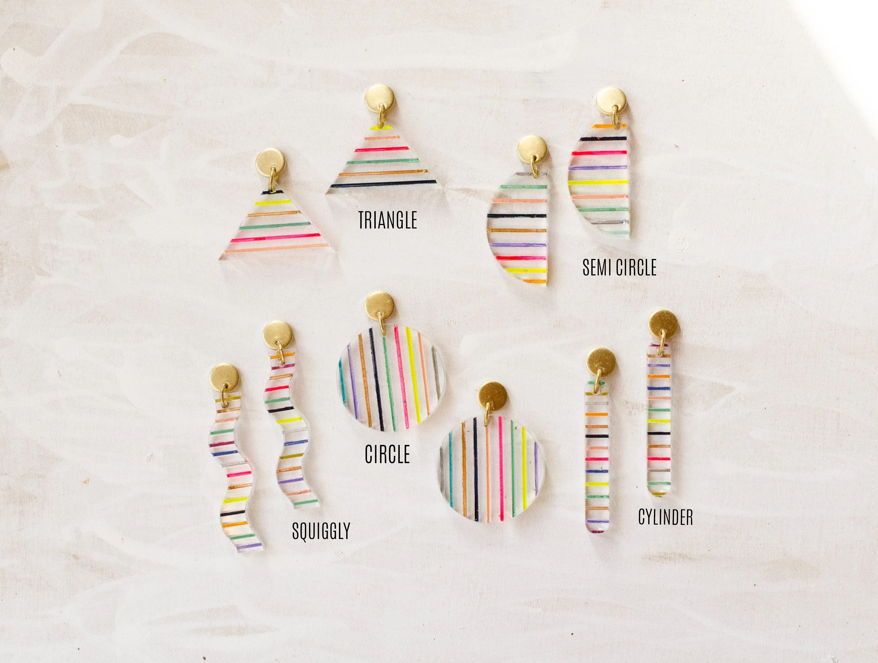 Modern  acrylic stripe statement earrings, gift for her, clear earrings, colorful earrings, geometric earrings, lucite earrings,