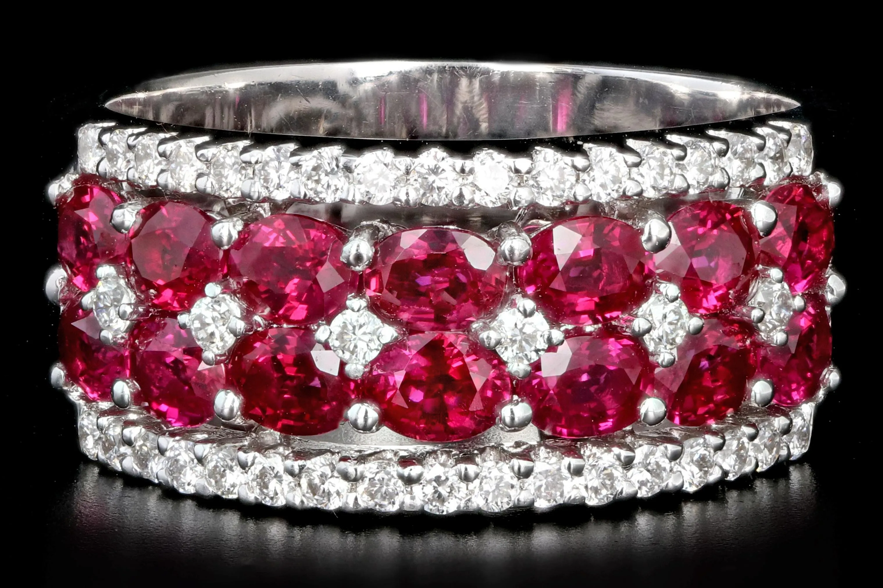 Modern Gregg Ruth 18K White Gold 2.99 CTW Ruby and Diamond Ring