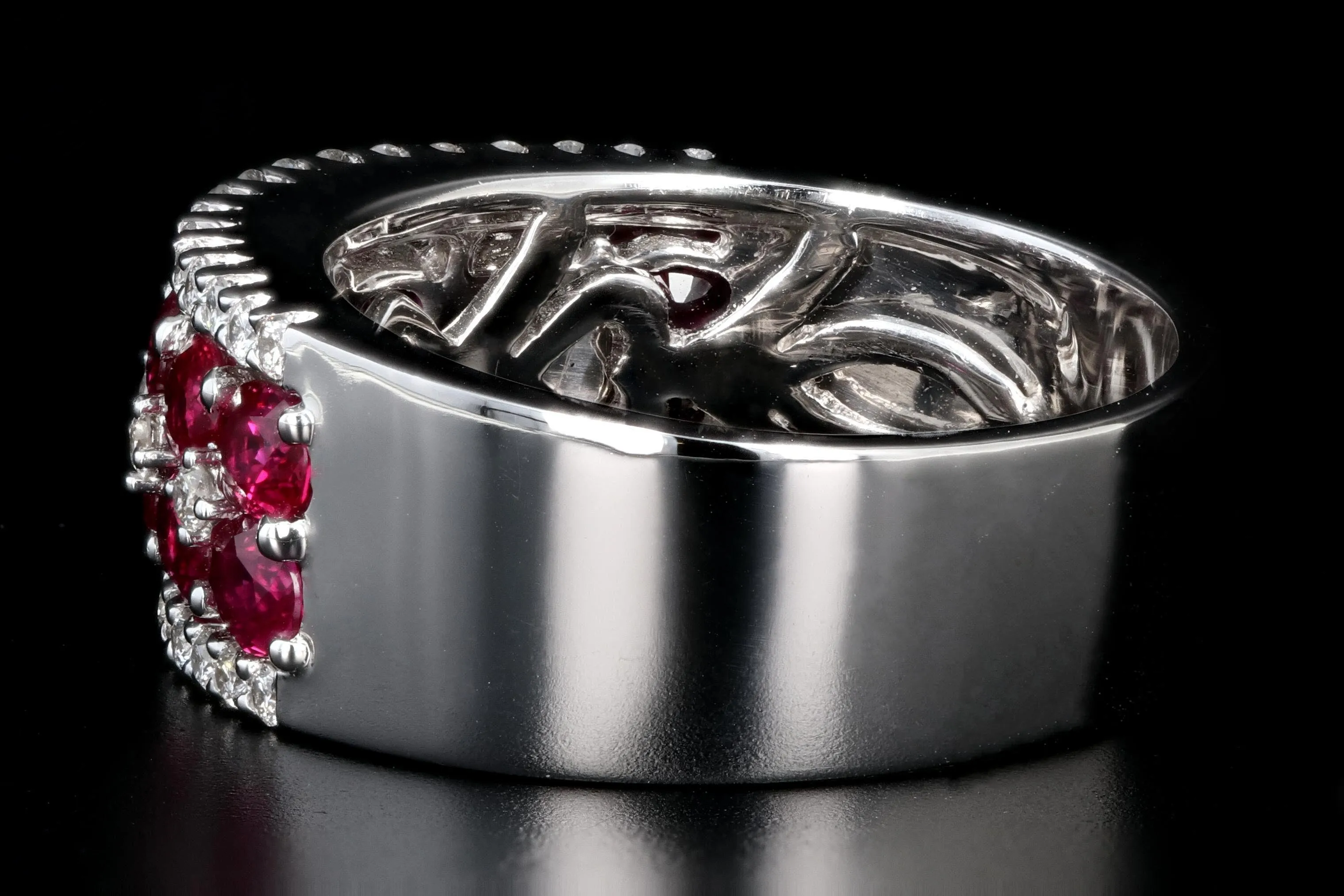 Modern Gregg Ruth 18K White Gold 2.99 CTW Ruby and Diamond Ring