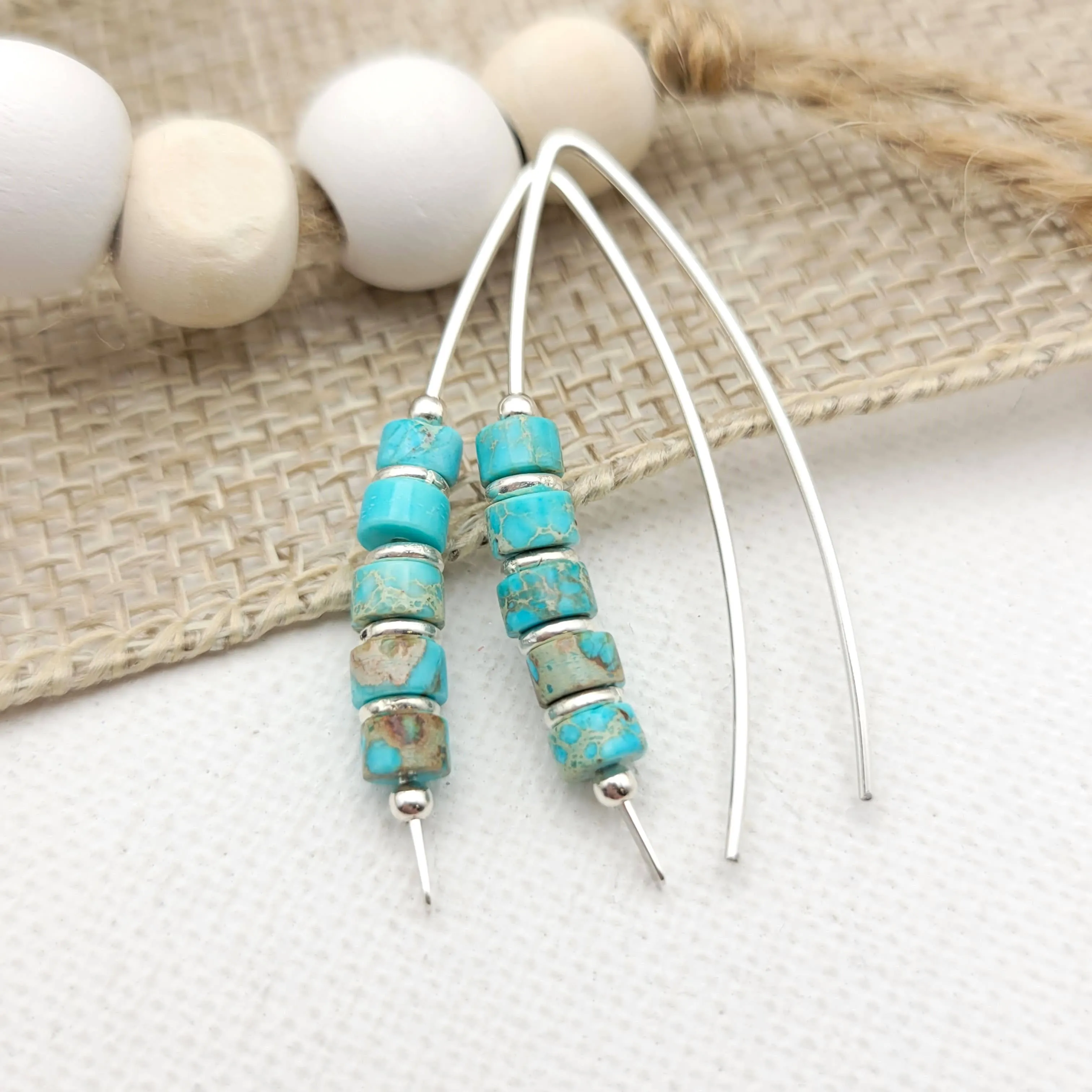 Modern Turquoise and Sterling Silver Threaders - Boho style