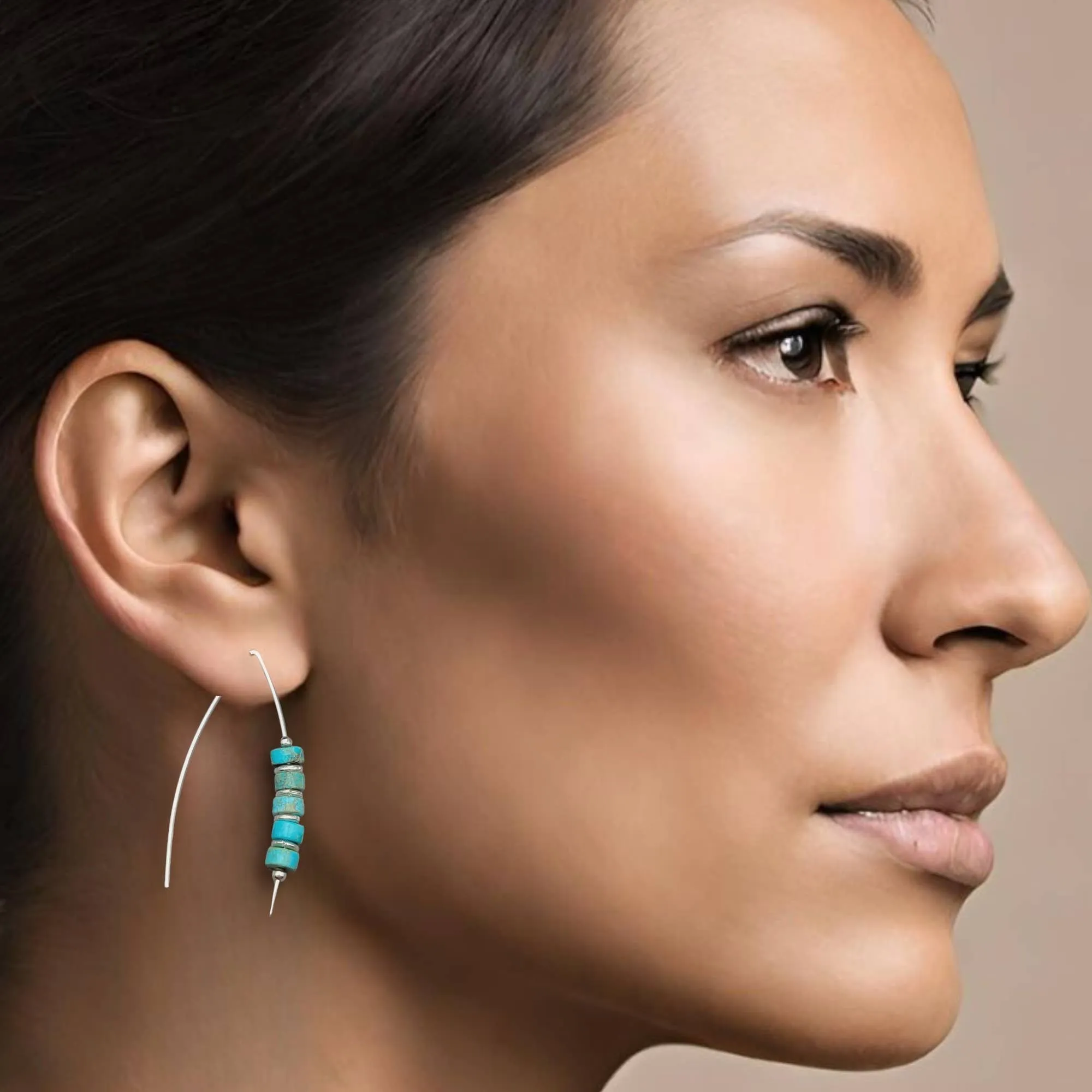 Modern Turquoise and Sterling Silver Threaders - Boho style