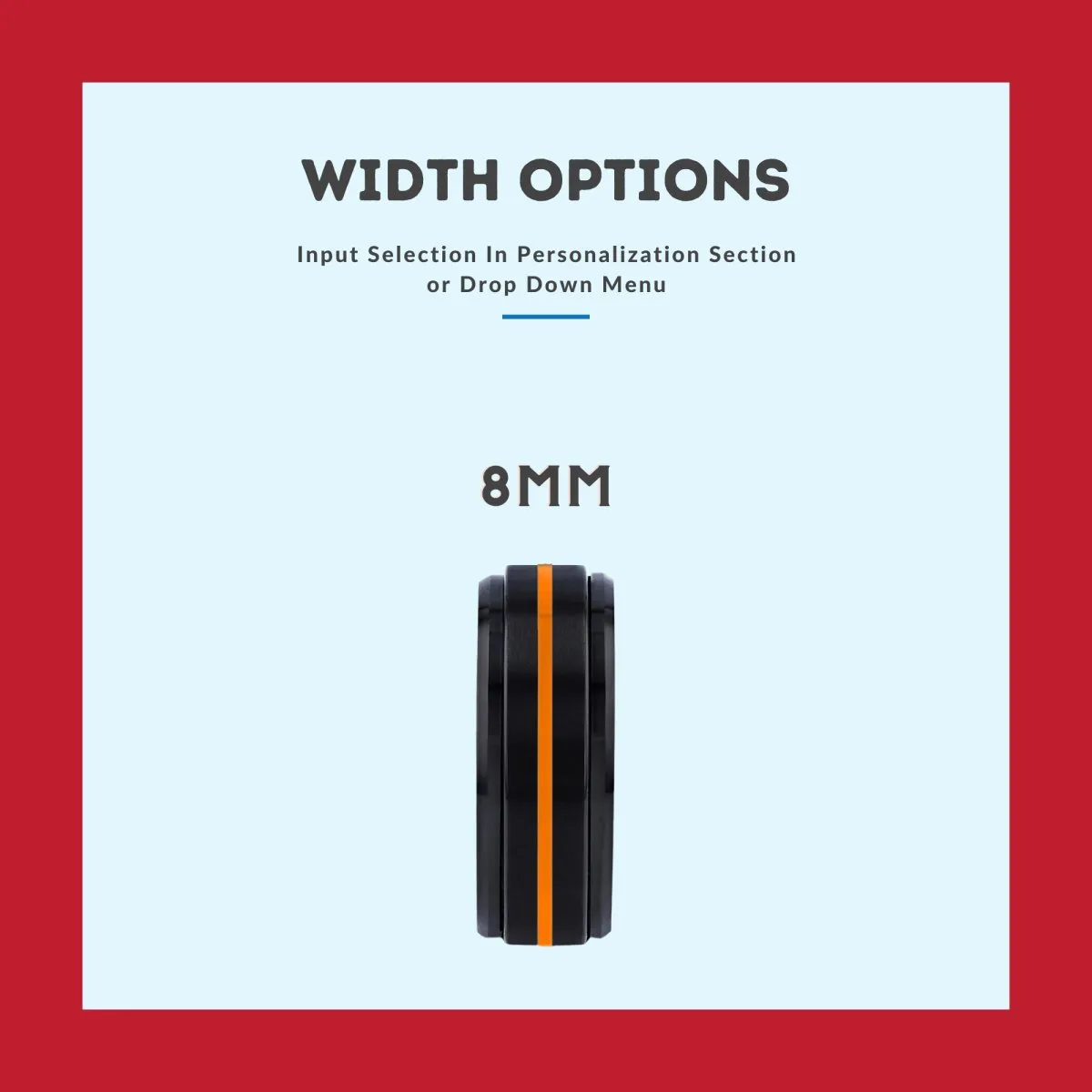 MODESTO | Bocote Wood, Black Tungsten Ring, Orange Groove, Stepped Edge