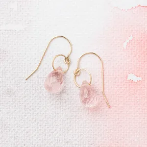 Morganite Drop Earrings in 14k Gold