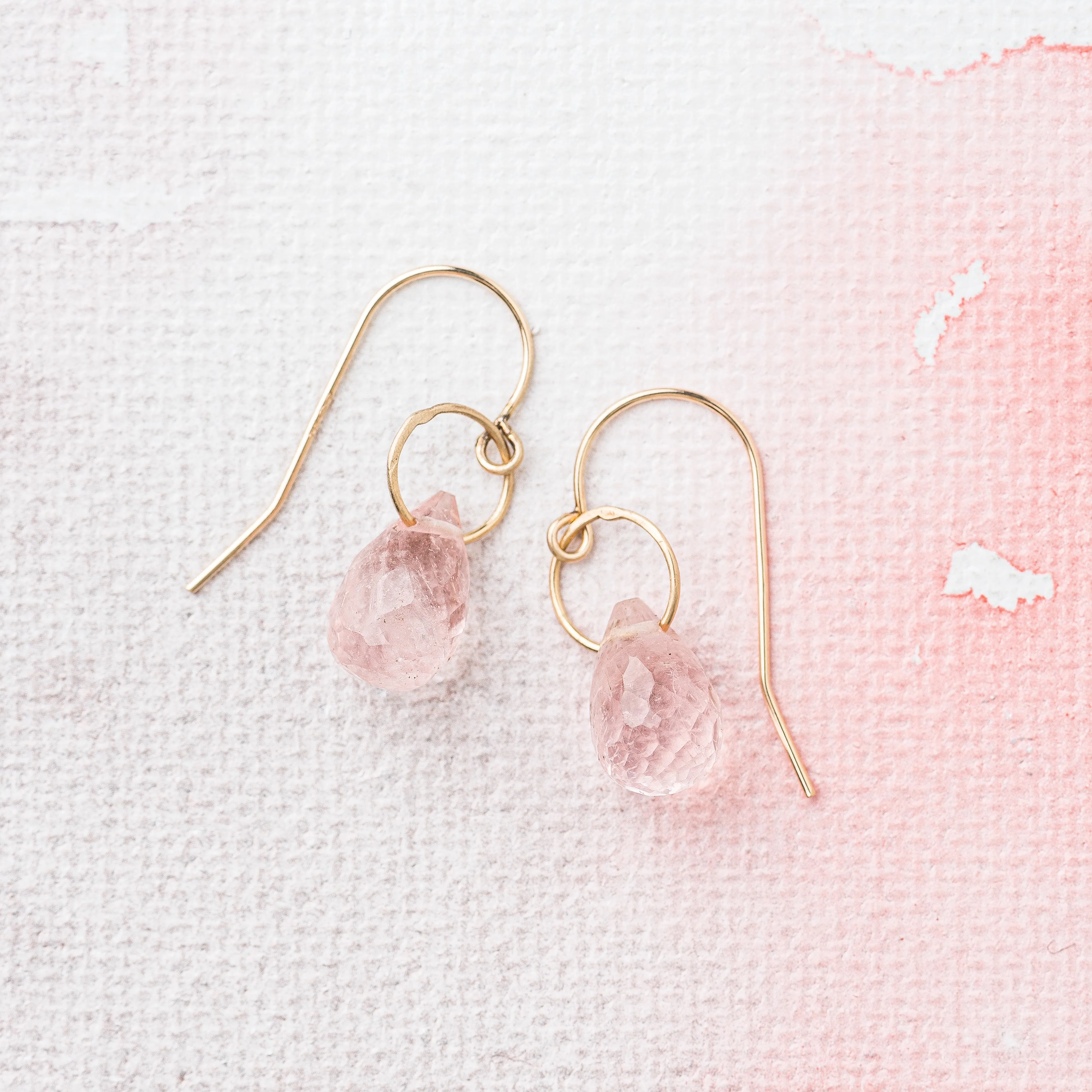 Morganite Drop Earrings in 14k Gold