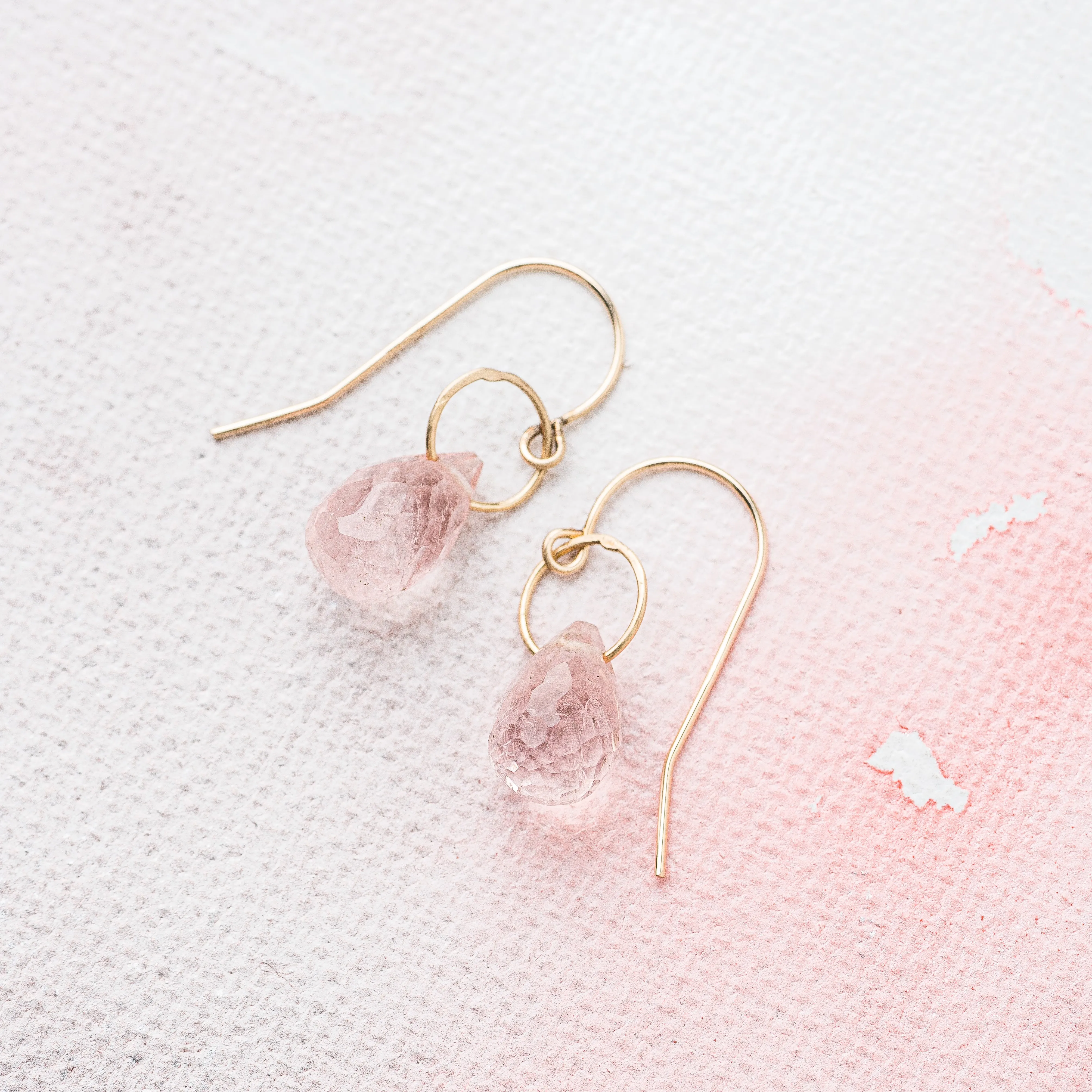 Morganite Drop Earrings in 14k Gold